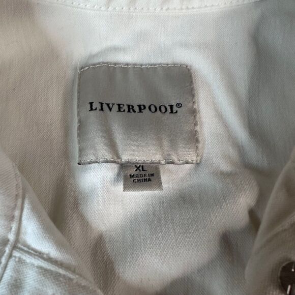 Liverpool Los Angeles White Denim Jacket Women’s XL Stretch Jean Coat - Picture 3 of 6